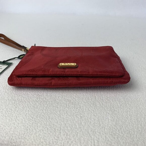Ralph Lauren Cavalry Red Wristlet Double Zip Fabric NWT - Picture 9 of 12